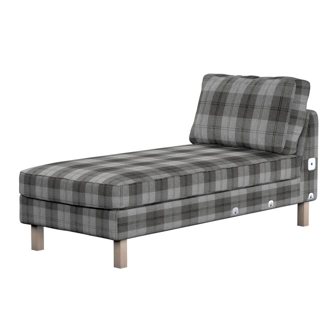 Dekoria Potah na přídavný šezlong IKEA Karlstad, krátký, šedo-grafitová kostka, Potah na přídavný šezlong Karlstad, Edinburgh, 115-75