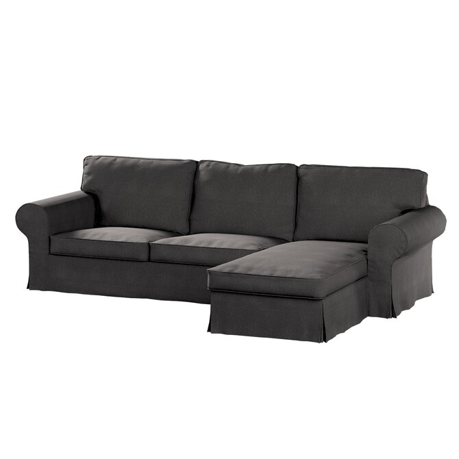 Dekoria Potah na pohovku IKEA Ektorp 2-místná s lenoškou, grafitová, pohovka 2-míst. + šezlong, Etna, 705-35