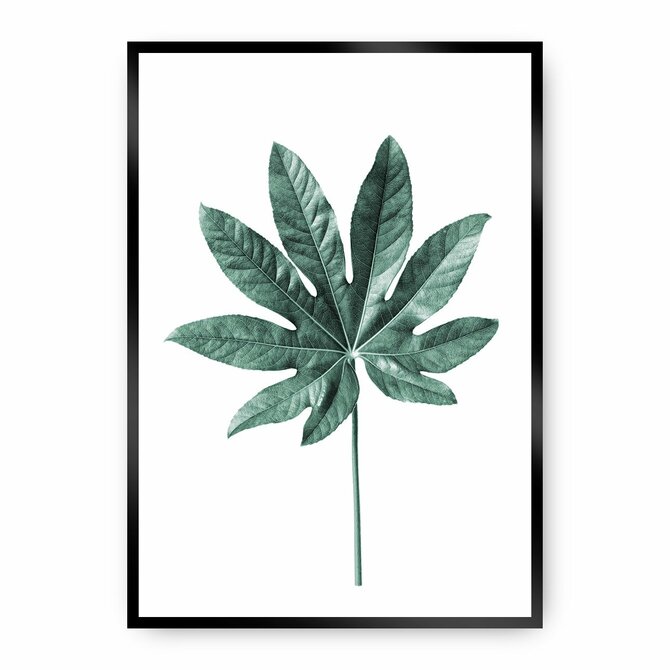 Dekoria Plakát  Leaf Emerald Green, 30 x 40 cm, Ramka: Czarna