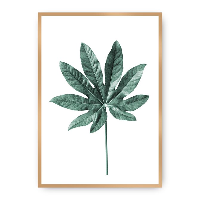 Dekoria Plakát  Leaf Emerald Green, 30 x 40 cm, Ramka: Złota