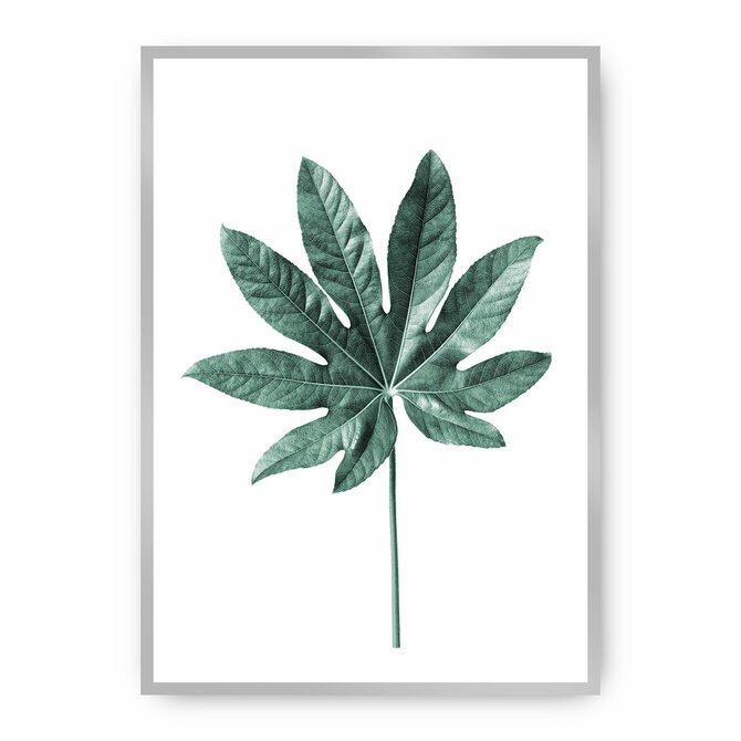 Dekoria Plakát  Leaf Emerald Green, 50 x 70 cm, Ramka: Srebrna