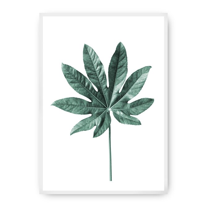 Dekoria Plakát  Leaf Emerald Green, 70 x 100 cm, Ramka: Biała