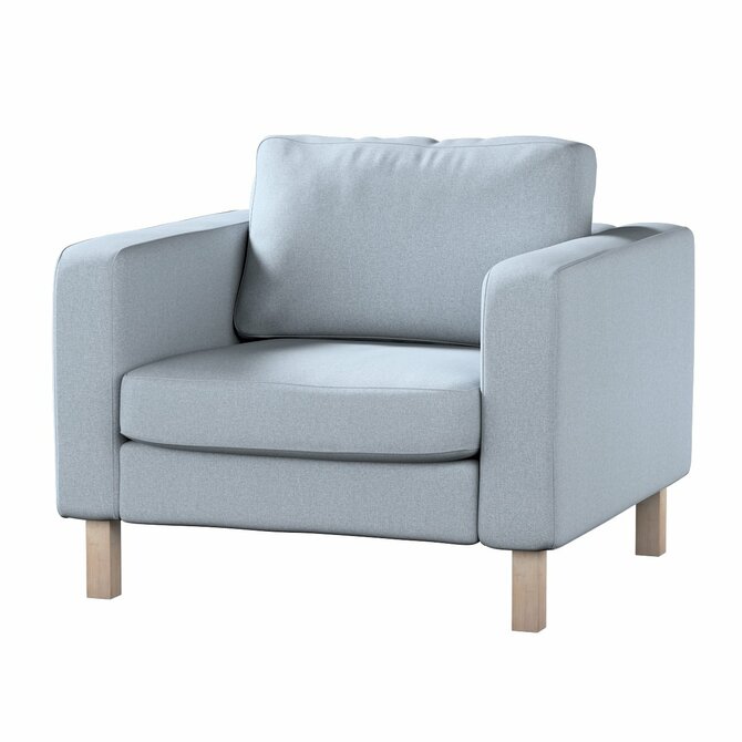 Dekoria Potah na křeslo IKEA Karlstad, krátký, jemně blankytný melanž, potah na křeslo Karlstad krátký, Amsterdam, 704-46