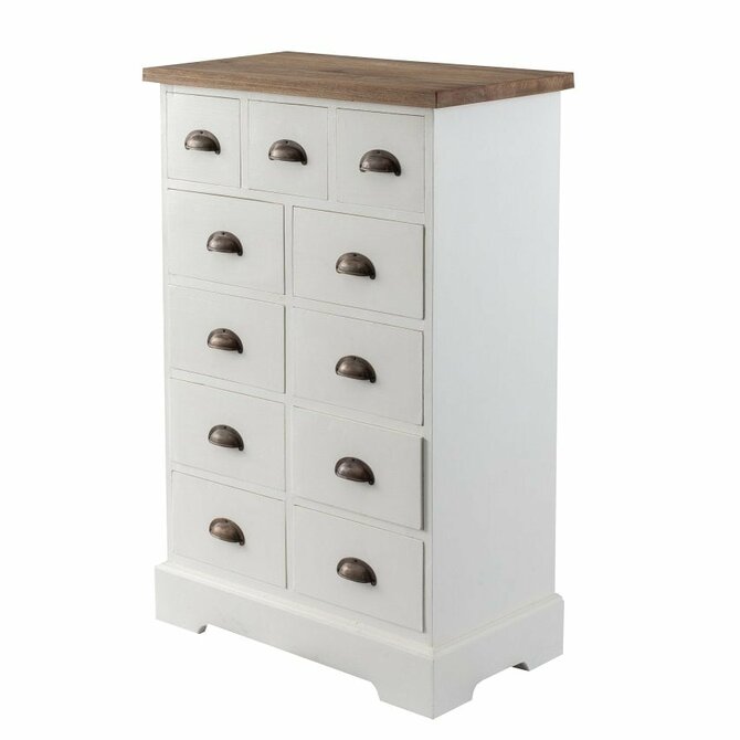 Dekoria Komoda Brighton 11 zásuvek  white&natural, 70 x 38 x 110 cm