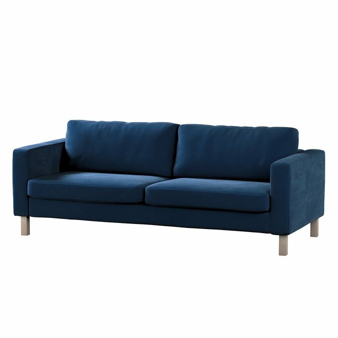Dekoria Potah na pohovku IKEA  Karlstad 3-místná, nerozkládací, krátký, tmavě modrá, pohovka Karlstad 3-místná, Velvet, 704-29