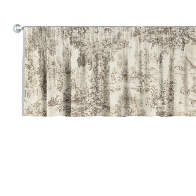 Dekoria Lambrekin na řasící pásce, ecru pozadí, béžové postavy, 130 x 40 cm, Avignon, 144-53