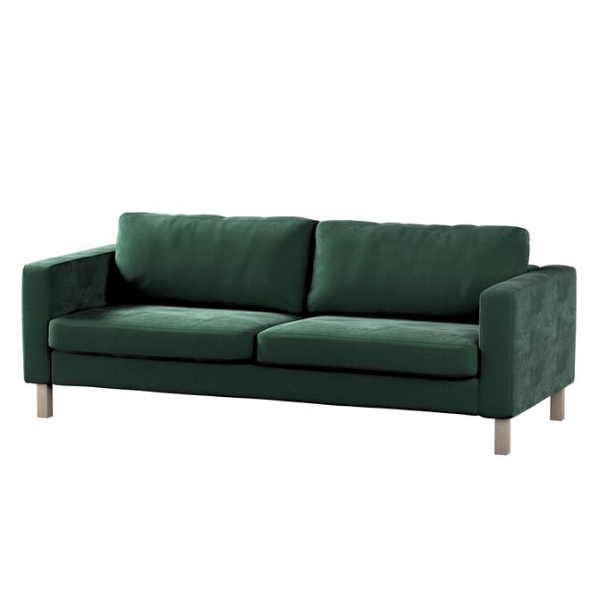Dekoria Potah na pohovku IKEA  Karlstad 3-místná, nerozkládací, krátký, tmavá lesní zeleň, pohovka Karlstad 3-místná, Velvet, 704-25