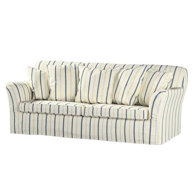 Dekoria Potah na pohovku IKEA  Tomelilla rozkládací, režný podklad, světle modré pásky, pohovka Tomelilla rozkládací, Avignon, 129-66