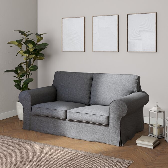 Dekoria Potah na pohovku IKEA Ektorp 2-místná rozkládací  NOVÝ MODEL 2012, tmavě šedý melanž, Ektorp 2-m rozkl. od 2012, Amsterdam, 704-47