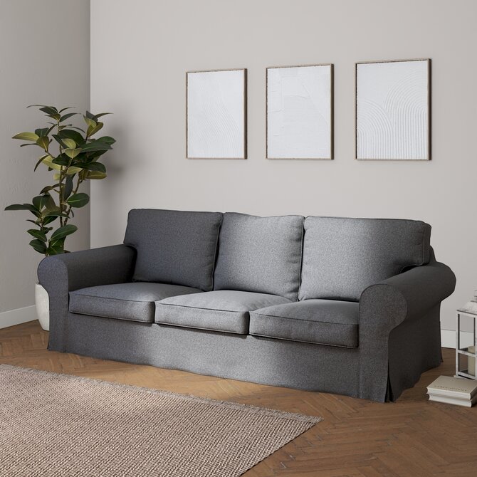 Dekoria Potah na pohovku IKEA  Ektorp 3-místná, nerozkládací, tmavě šedý melanž, pohovka Ektorp 3-místná, nerozkládací, Amsterdam, 704-47