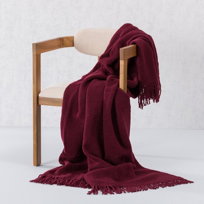 Dekoria Pléd Boucle 140x200cm red wine, 140 x 200 cm