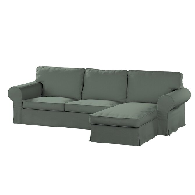 Dekoria Potah na pohovku IKEA Ektorp 2-místná s lenoškou, zelená, pohovka 2-míst. + šezlong, Teddy, 702-85