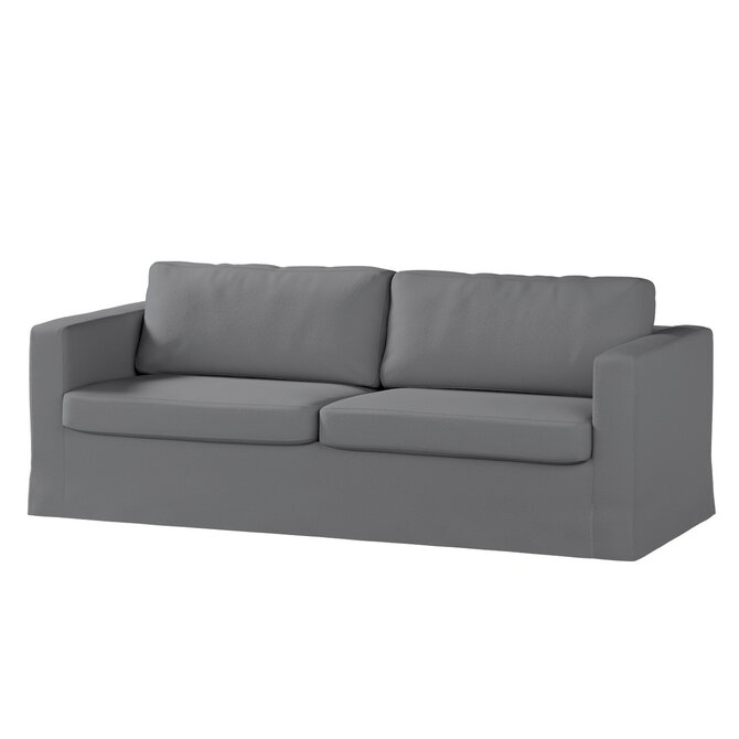 Dekoria Potah na pohovku IKEA  Karlstad 3-místná, nerozkládací, dlouhý, tmavě šedá, pohovka Karlstad 3-místná, Teddy, 702-83