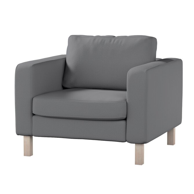 Dekoria Potah na křeslo IKEA Karlstad, krátký, tmavě šedá, potah na křeslo Karlstad krátký, Teddy, 702-83