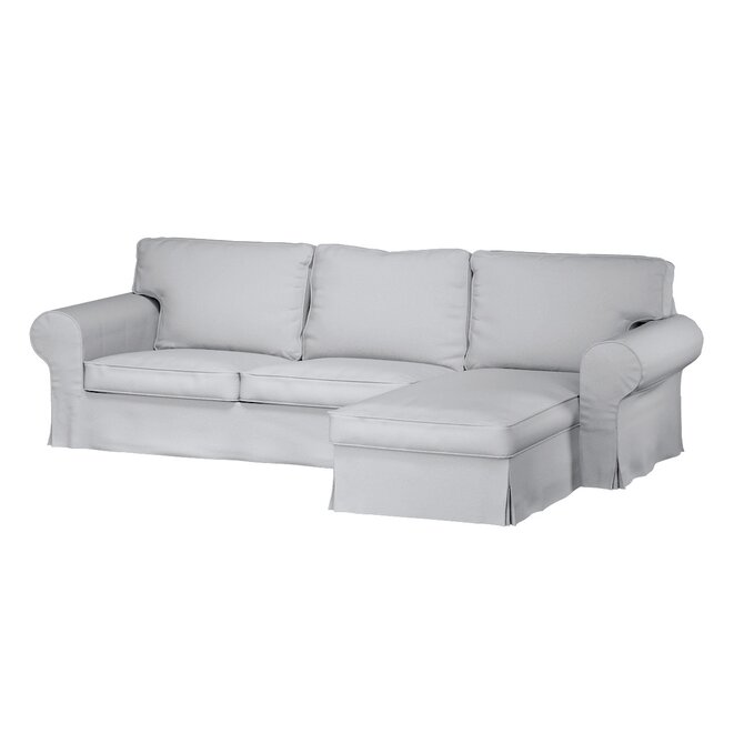 Dekoria Potah na pohovku IKEA Ektorp 2-místná s lenoškou, bílá, pohovka 2-míst. + šezlong, Teddy, 702-80