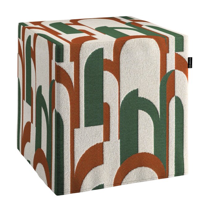 Dekoria Sedák Cube - kostka pevná 40x40x40, zeleno-červená, 40 x 40 x 40 cm, Cosy Home, 145-11
