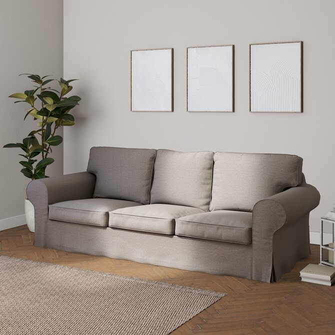 Dekoria Potah na pohovku IKEA Ektorp 3-místná rozkládací, NOVÝ MODEL 2013, antracitová , Ektorp 3-m rozkládací, od 2013, Edinburgh, 115-77