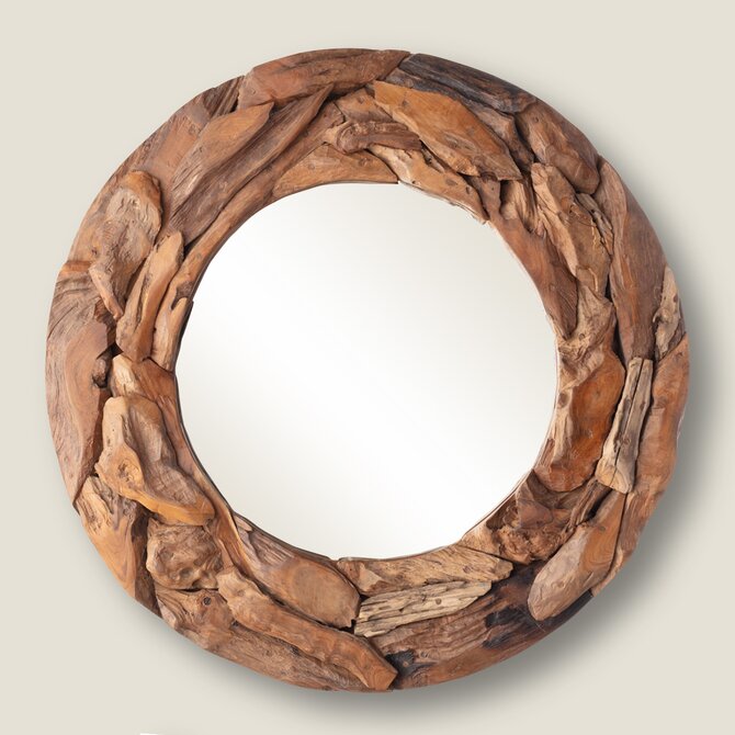 Dekoria Zrcadlo Driftwood ⌀100 cm, 100x8 cm