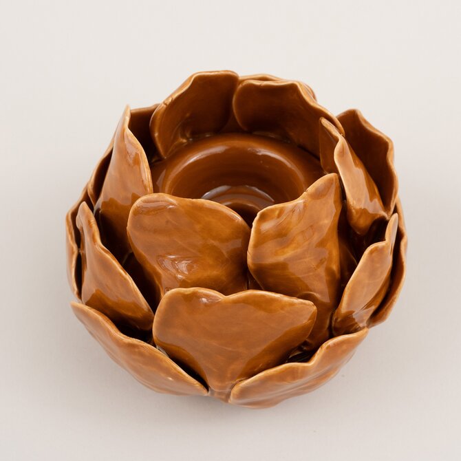 Dekoria Svícen Petalia light brown 10 cm, 13x10 cm