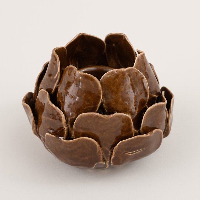 Dekoria Svícen Petalia dark brown 10 cm, 13x10 cm