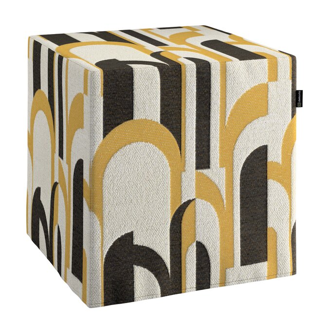 Dekoria Sedák Cube - kostka pevná 40x40x40, černá a žlutá, 40 x 40 x 40 cm, Cosy Home, 145-08