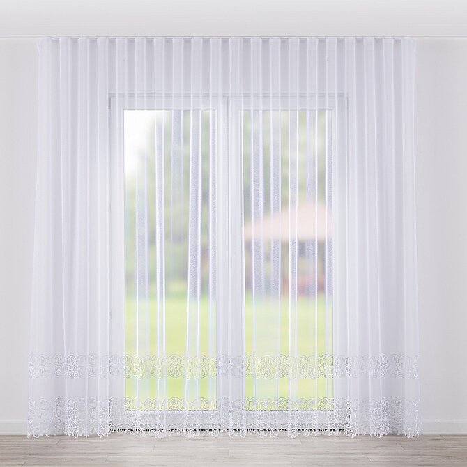 Dekoria Záclona na řasící pásce Wave, bílá se vzorem, Voile - Voál, 186-46