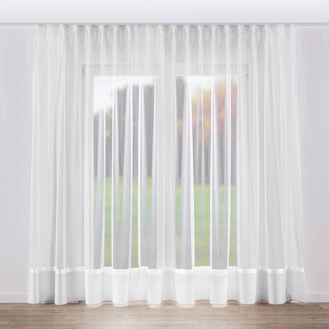 Dekoria Záclona na dvojitých hačcích flex, bílá, Voile - Voál, 185-57
