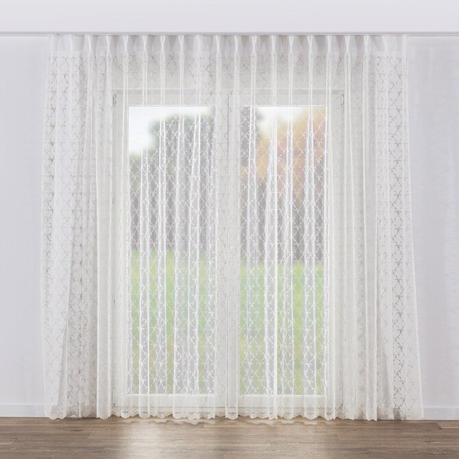 Dekoria Záclona na dvojitých hačcích flex, ecru, Voile - Voál, 185-10