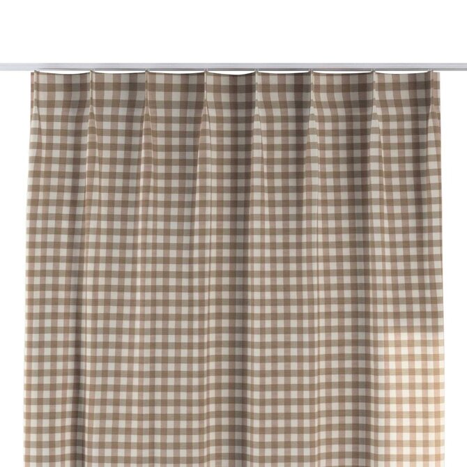 Dekoria Závěs na jednotlivých háčcích flex, béžová - bílá střední kostka, Quadro, 136-06