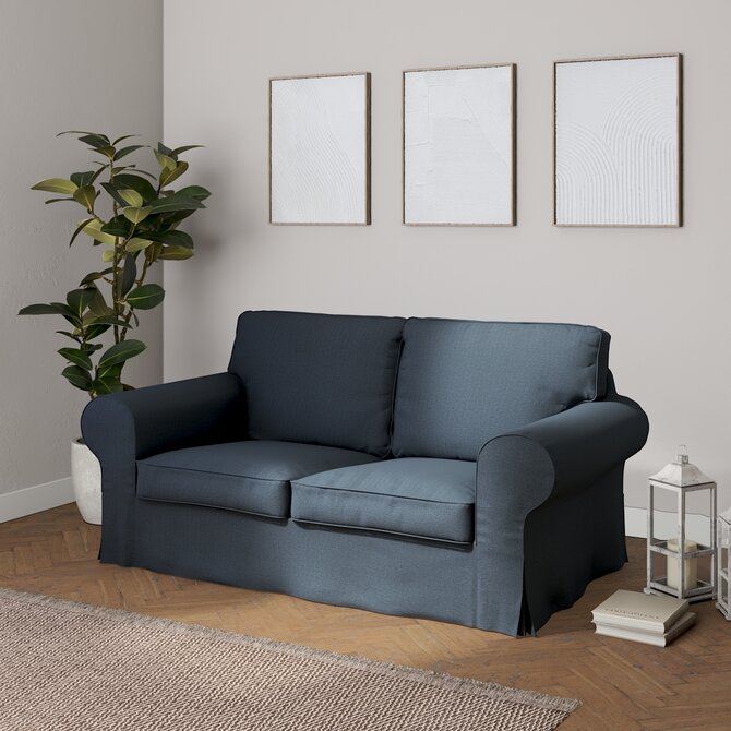 Dekoria Potah na pohovku IKEA Ektorp 2-místná rozkládací  NOVÝ MODEL 2012, šedo-modrá, Ektorp 2-m rozkl. od 2012, Etna, 705-30