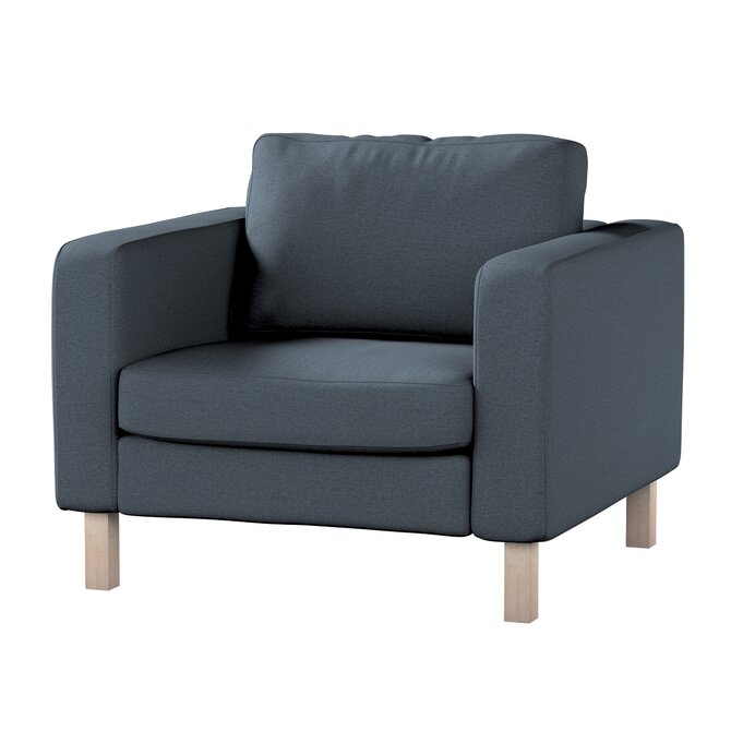 Dekoria Potah na křeslo IKEA Karlstad, krátký, šedo-modrá, potah na křeslo Karlstad krátký, Etna, 705-30