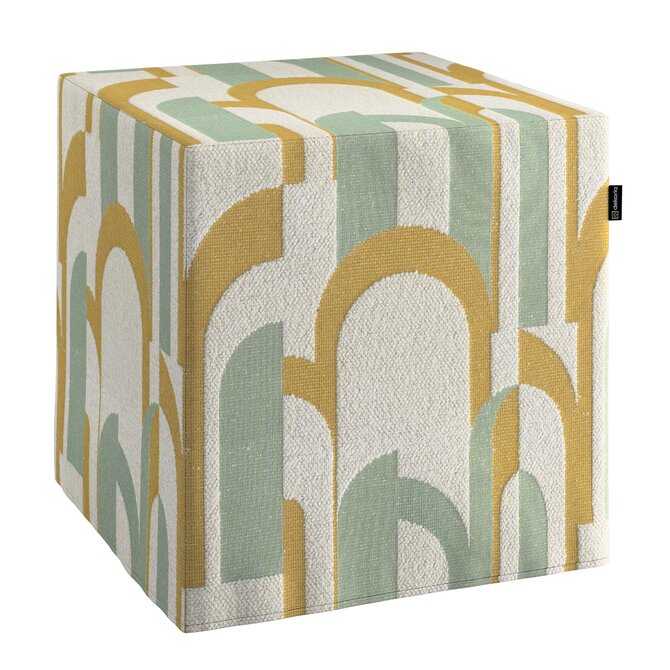 Dekoria Sedák Cube - kostka pevná 40x40x40, mátově žlutá, 40 x 40 x 40 cm, Cosy Home, 144-91