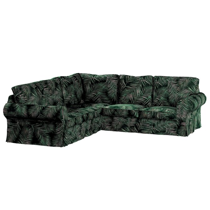 Dekoria Potah na pohovku IKEA  Ektorp rohová, stylizované palmové listy na zeleném podkladu, pohovka Ektorp rohová, Velvet, 704-21