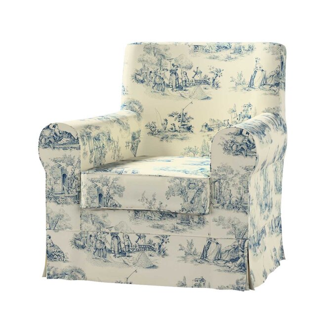 Dekoria Potah na křeslo IKEA Ektorp Jennylund, pozadí režné, světle modré postavy, kØeslo Ektorp Jennylund, Avinon, 132-66