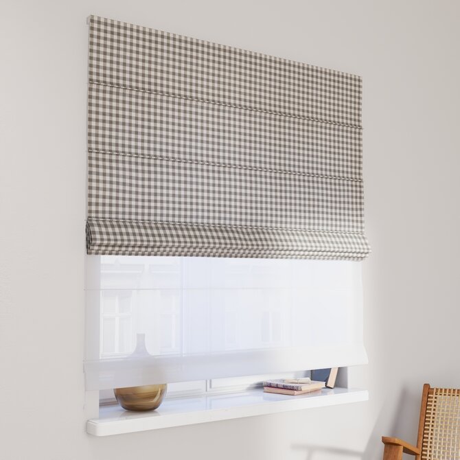 Dekoria Římská roleta Duo, šedo - bílá střední kostka, Quadro, 136-11