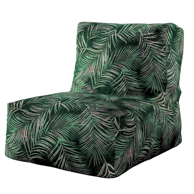 Dekoria Vakové křeslo s výběrem látky, stylizované palmové listy na zeleném podkladu, 67 x 31 x 75 cm, Velvet, 704-21