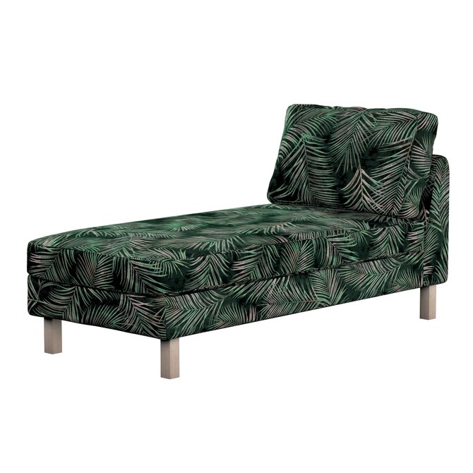 Dekoria Potah na šezlong IKEA Karlstad samostatný, krátký, stylizované palmové listy na zeleném podkladu, Potah na šezlong Karlstad samostatný, Velvet, 704-21