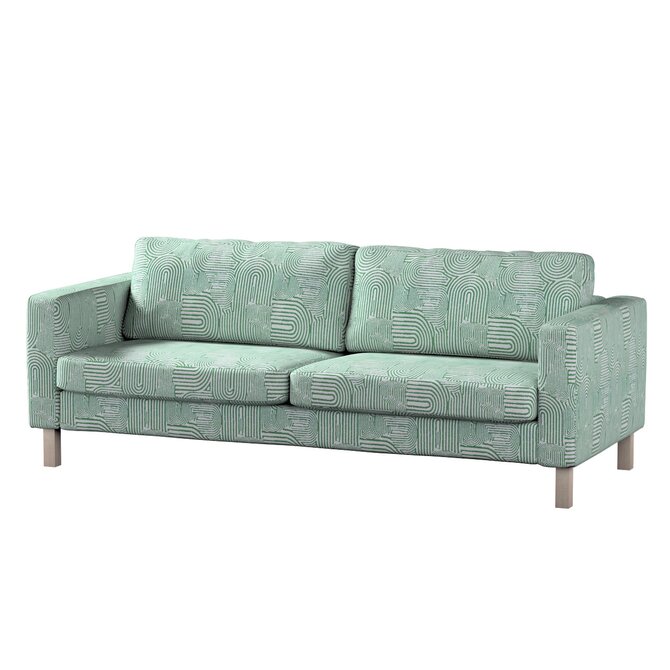 Dekoria Potah na pohovku IKEA Karlstad, 3-místná, rozkládací, máta a ecru, Potah na Karlstad, 3-místná, rozkládací, Cosy Home, 144-81