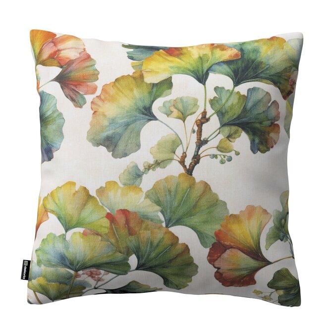 Dekoria Kinga - potah na polštář jednoduchý, vícebarevné květy na bílém podkladu, 43 x 43 cm, Botanic Viscose, 145-18