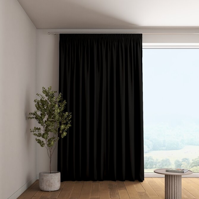 Dekoria Závěs s řasící páskou, černá, Blackout/Dimout, 269-99
