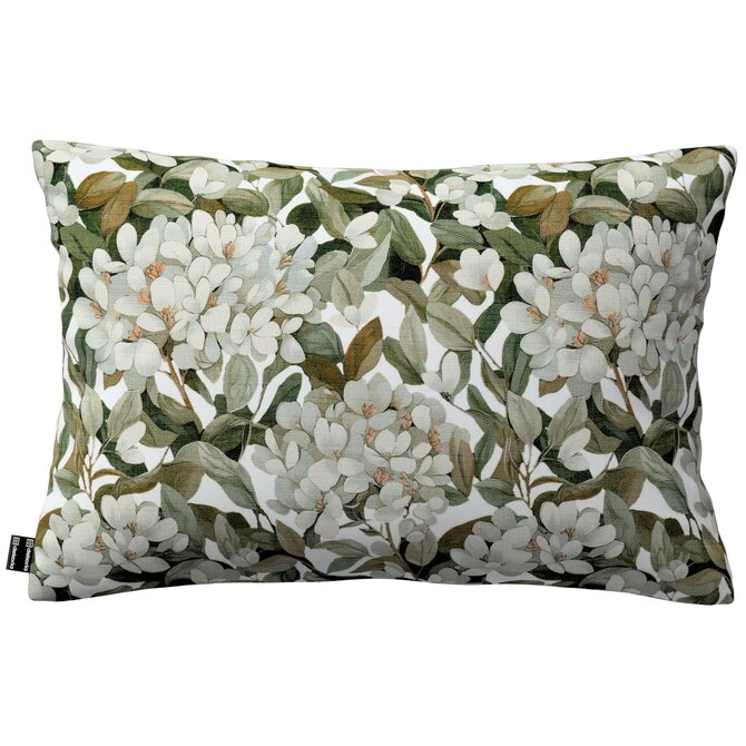 Dekoria Kinga - potah na polštář jednoduchý obdélníkový, zelené listy na bílém podkladu, 47 x 28 cm, Botanic Viscose, 145-20