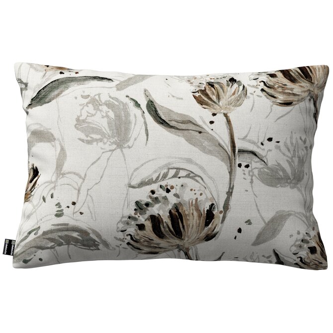 Dekoria Kinga - potah na polštář jednoduchý obdélníkový, květy na světle šedém podkladu, 47 x 28 cm, Botanic Viscose, 145-22