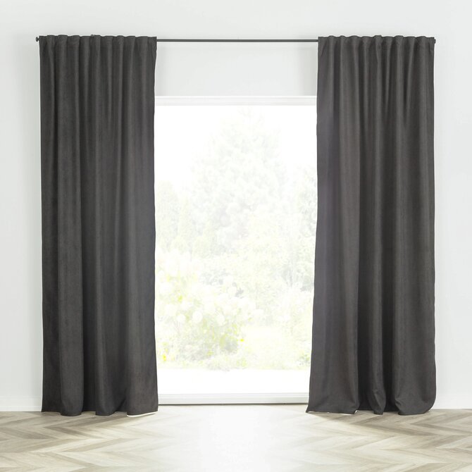 Dekoria Hotový závěs BASIC s řasící páskou 140x260cm černý, 140 x 280 cm