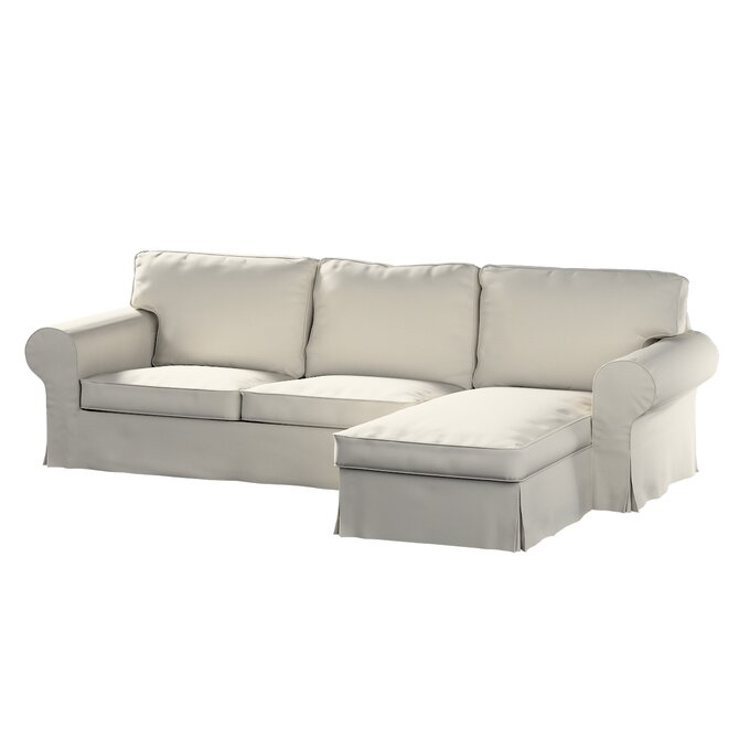 Dekoria Potah na pohovku IKEA Ektorp 2-místná s lenoškou, stříbrošedá, pohovka 2-míst. + šezlong, Cotton Panama, 702-45