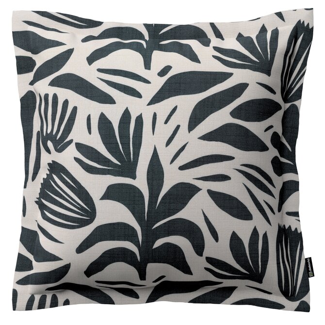 Dekoria Mona - potah na polštář hladký lem po obvodu, rostlinný motiv na krémovém podkladu, 45 x 45 cm, Botanic Viscose, 145-21