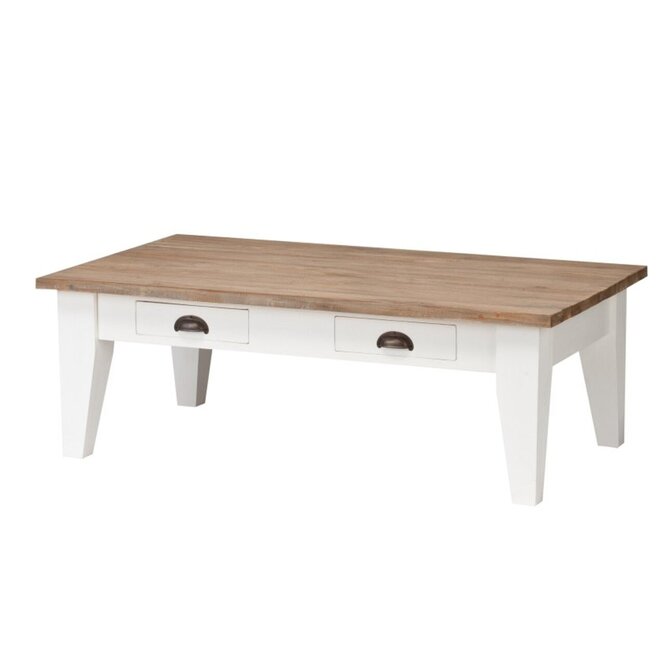 Dekoria Stolek - lavice Milton white&natural 130x75x45cm, 130 x 75 x 45 cm