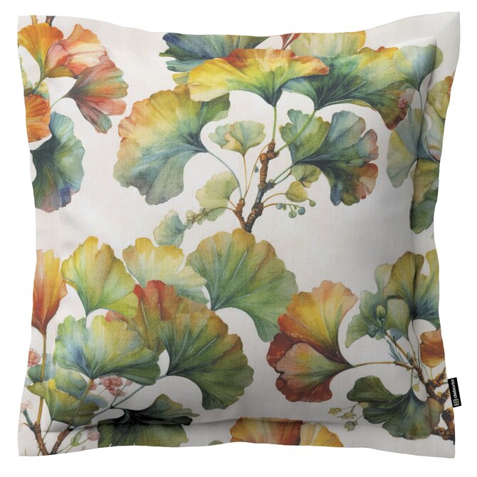 Dekoria Mona - potah na polštář hladký lem po obvodu, vícebarevné květy na bílém podkladu, 45 x 45 cm, Botanic Viscose, 145-18