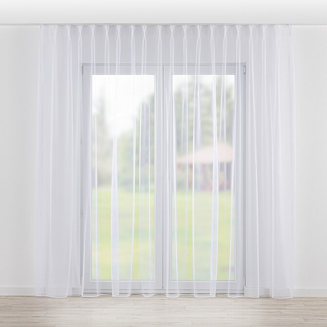 Dekoria Záclona na dvojitých hačcích flex, bílá, Voile - Voál, 179-26