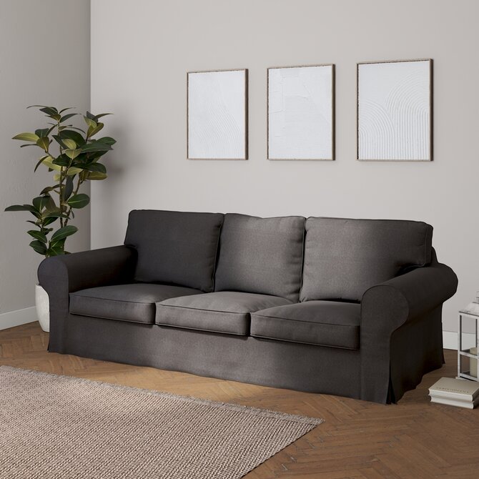 Dekoria Potah na pohovku IKEA  Ektorp 3-místná, nerozkládací, grafitová, pohovka Ektorp 3-místná, nerozkládací, Etna, 705-35