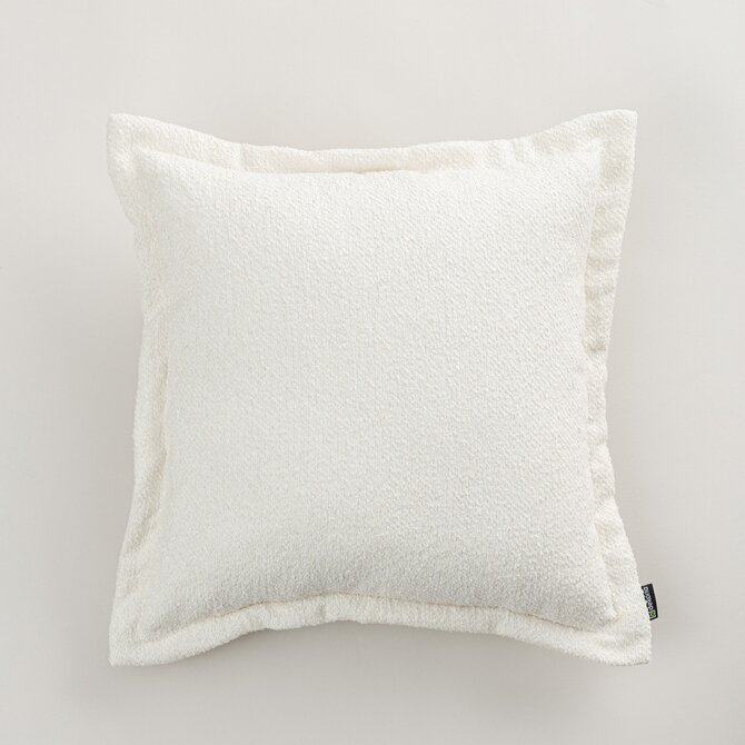 Dekoria Mona - potah na polštář hladký lem po obvodu, bílá, 45 x 45 cm, Boucle Mist, 145-42